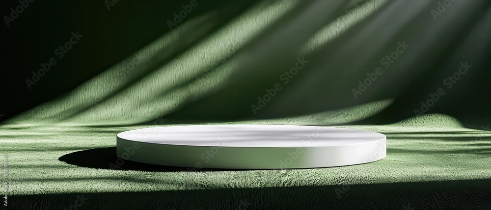Poster minimalist circular display on a green background, showcasing simplicity and elegance in design and 