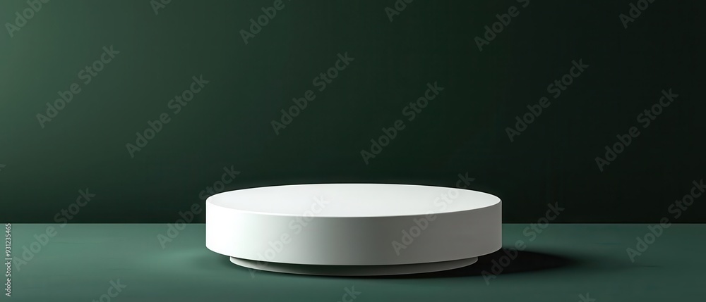 Poster minimalistic display platform on a dark green background, ideal for showcasing products or presentat