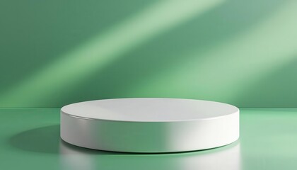 Minimalist white pedestal on a green background, perfect for product displays or showcasing art.