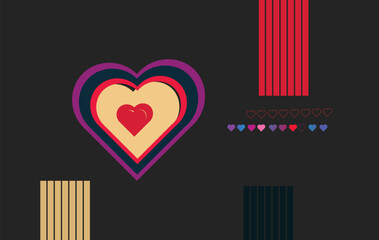 Circle Hearts Set. Best Friends day  banner design