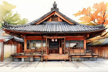 Naklejka premium the AI Image Generator, Chinese architecture in Palace,