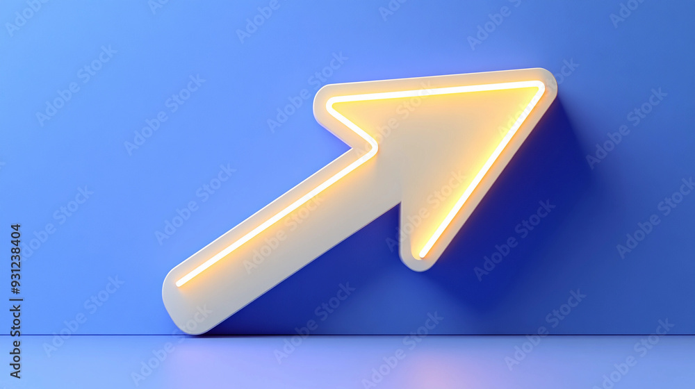 Poster a glowing arrow points upward on a blue surface, creating a bold visual that suggests direction and 