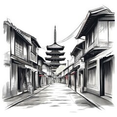 Obraz premium the AI Image Generator, japan Old township or Historical Building Preservation Are