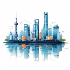 Obraz premium the AI Image Generator, Futuristic Cityscape with Skyscrapers