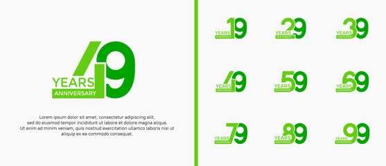 anniversary logo style set with green color can be use for celebration moment
