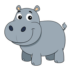 Obraz premium Hippo white background vector illustration