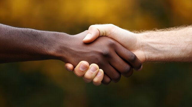 Diverse hands shaking in a gesture of unity and agreement, symbolizing collaboration, partnership, and understanding between cultures.