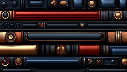 Abstract Geometric Pattern with Gold and Red Accents