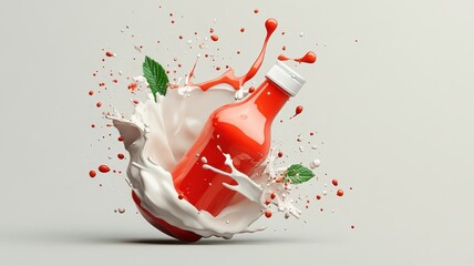 A nostalgic illustration reminiscent of vintage advertising, featuring a playful ketchup spill and a reflective bauble adding a touch of elegance.