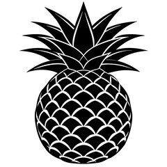Obraz premium Pineapple black silhouette on white background
