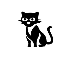 abstract black cat stand logo design template