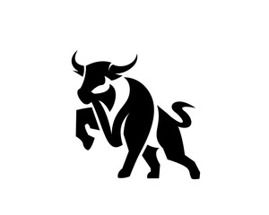 elegant bull stand logo design template illustration inspiration