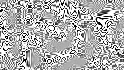 Wavy fractal texture background. Elegant black wavy line on Transparent png overlay background