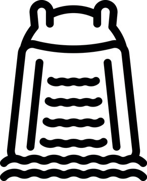 recommend clip art: Line art icon of an inflatable water slide standing in a swimming pool