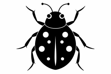 A black vector silhouette of a ladybird insect