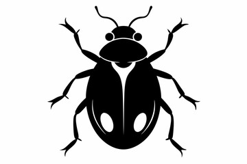 A black vector silhouette of a ladybird insect