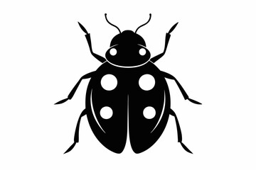 A black vector silhouette of a ladybird insect