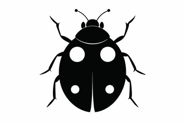 A black vector silhouette of a ladybird insect
