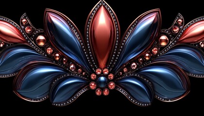 Ornate Jewel with Blue and Red Gemstones