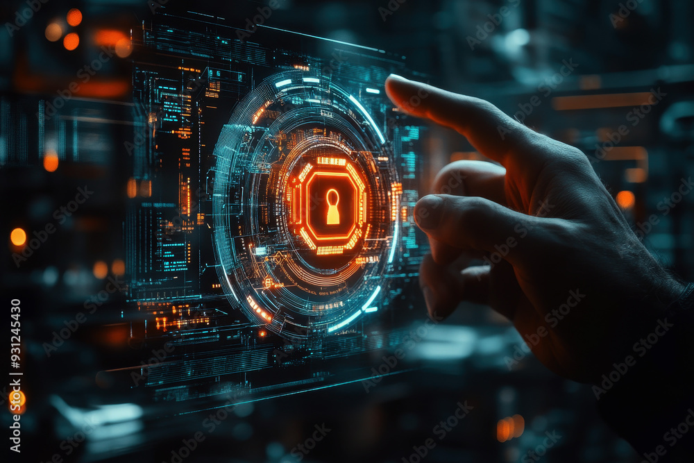 Poster cyber security, data protection and privacy for corporate electronic server for abstract background.