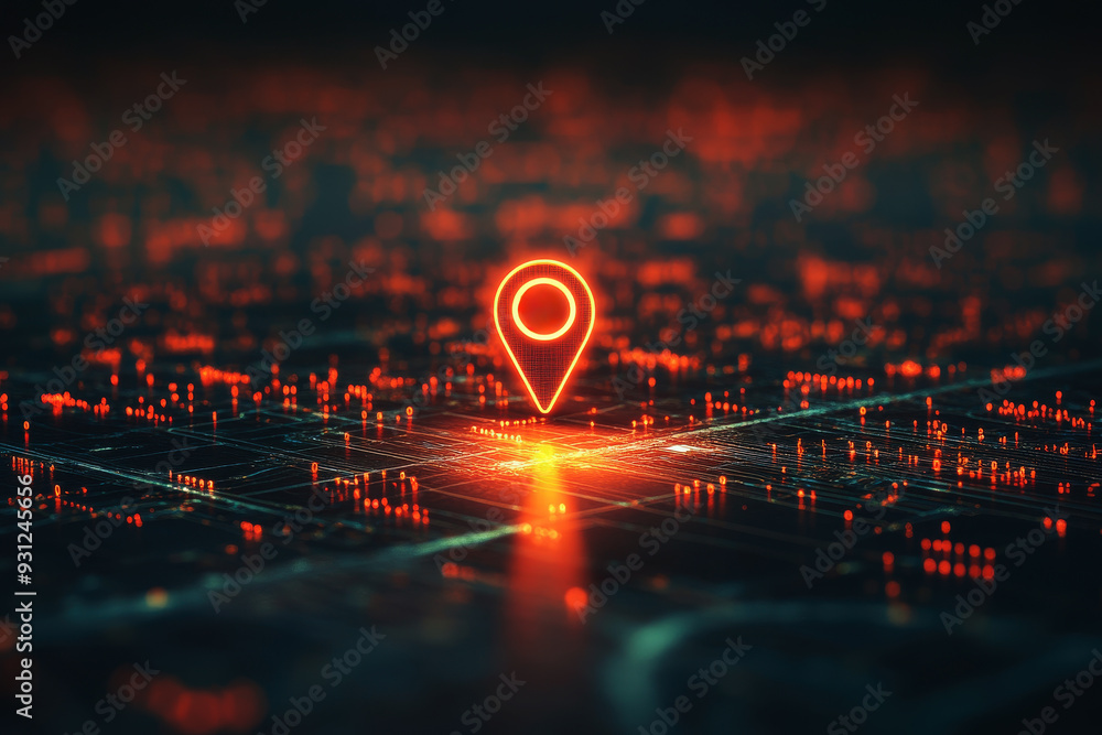 Poster pin location icon for navigation or map, generative ai