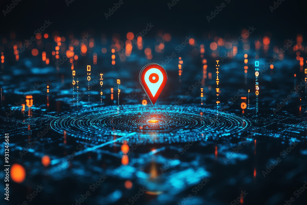 Poster pin location icon for navigation or map, generative ai