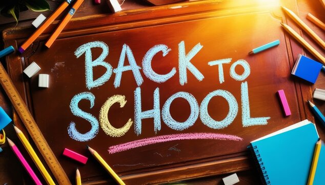 Vibrant colored chalk script Back to School sprawls
