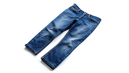 Blue jeans isolated on white. Stylish clothes