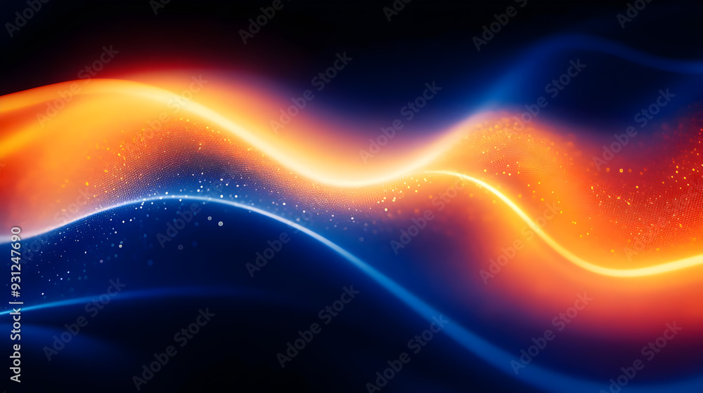 Poster abstract waves of light in vibrant colors, creating a dynamic flow.