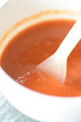 This sauce is made from tomatoes.