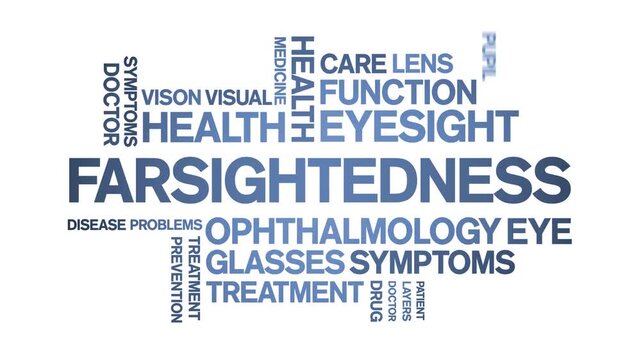Farsightedness animated word cloud;text design animation tag kinetic typography seamless loop.