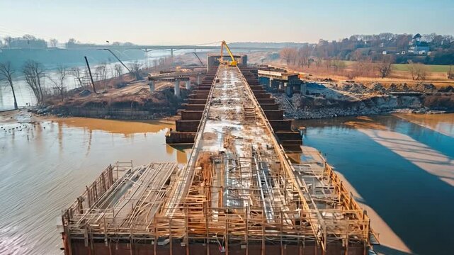 Bridge under construction, emphasizing engineering marvels and infrastructure
