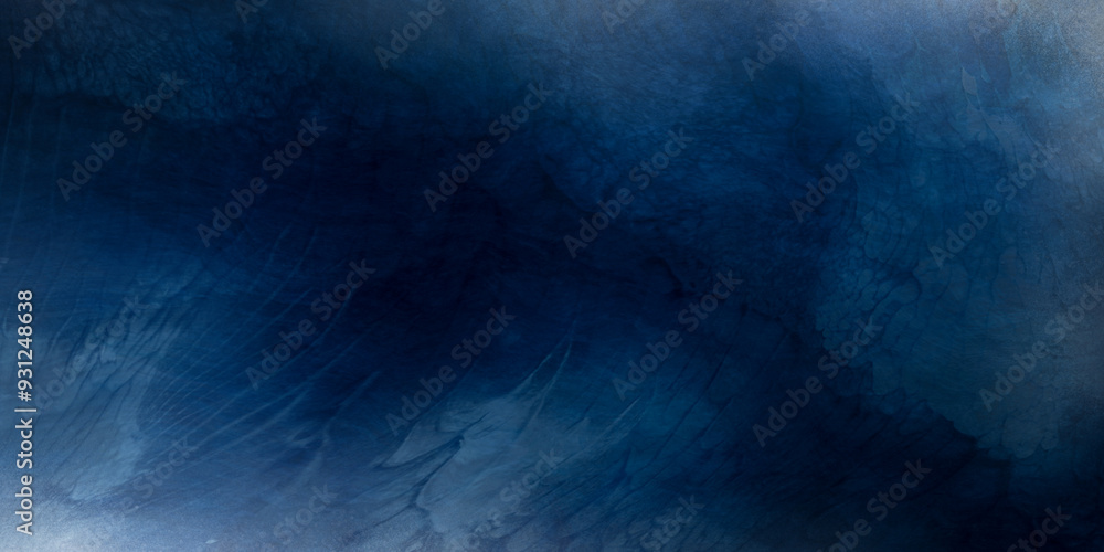 Poster abstract watercolor paint background by gradient deep blue color with liquid fluid grunge texture fo