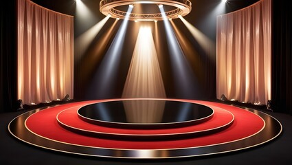 Spotlight on the Red Carpet round stage with Stage Lighting , created with generative AI technology

