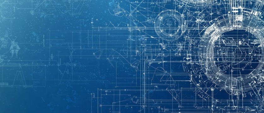 Modern tech blueprint illustration, Generative AI 