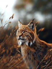 Obraz premium Black footed Cat, Wild Felis Nigripes, Grassland Feline in Natural Habitat