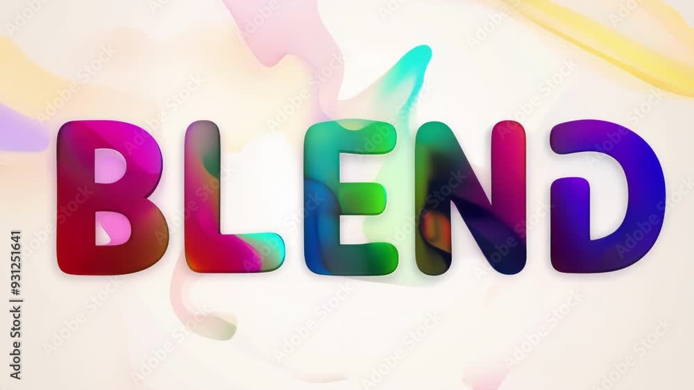 Poster the word blend is appearing letter by letter with a colorful animated background. this animation is 
