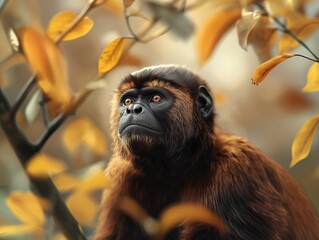 Fototapeta premium Portrait of a Howler Monkey in the Tropical Wilderness