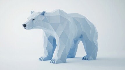Fototapeta premium 3D render of a white polar bear made from many blue plastic vertical stripes