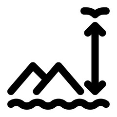 altitude, height, distance, vertical, mountain, sea level, geography, geographic outline icon