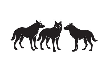 Set of wolf silhouettes. Wolf silhouette isolated, Wolf pack silhouette and Wolf Silhouette Bundle