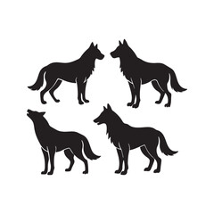 Set of wolf silhouettes. Wolf silhouette isolated, Wolf pack silhouette and Wolf Silhouette Bundle