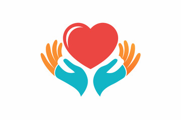 A logo where it's two hands over a heart