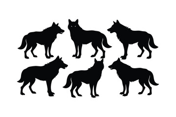 Set of wolf silhouettes. Wolf silhouette isolated, Wolf pack silhouette and Wolf Silhouette Bundle