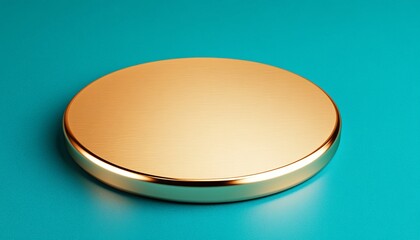 Minimalist Gold Ring Floating Above a Pedestal Against a Dark Green Background. Elegant and Modern Design Perfect for Themes of Luxury, Simplicity, and High-End Product Display.