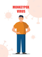 The human body is covered with a rash. A zoonotic viral disease caused by monkeypox virus. Banner.