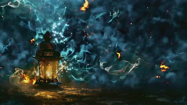 Video Recreation of a islamic lantern with a magical atmosphere	
