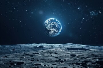 Earthrise Over the Lunar Surface