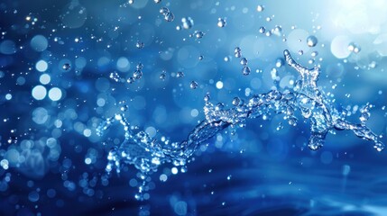 Water Splash with Blue Bokeh Background