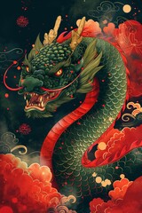 Colorful dragon zodiac symbol celebrating the Lunar Chinese New Year